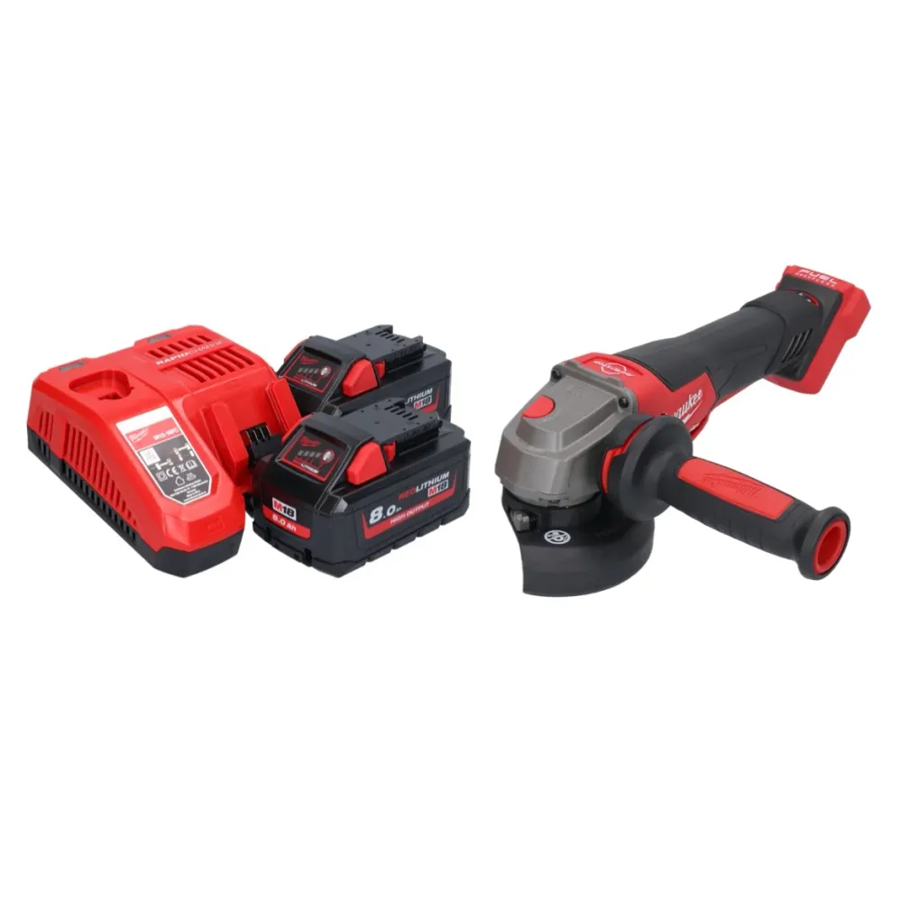 Amoladora angular baterí Milwaukee M18 FSAGV115XPDB-802 18 V 115 mm sin escobillas + 2x baterías 8,0 Ah + cargador