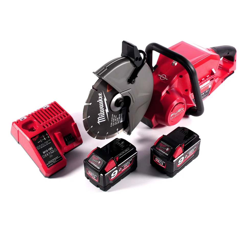 Amoladora de corte baterí Milwaukee M18 FCOS230-902C 18 V 230 mm sin escobillas + 2x baterías 9,0 Ah + cargador