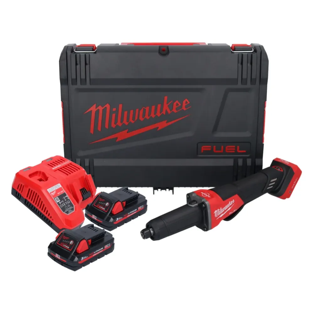 Amoladora recta baterí Milwaukee M18 FDGROVPDB-302X 18 V sin escobillas + 2x baterías 3.0 Ah + cargador + caja HD