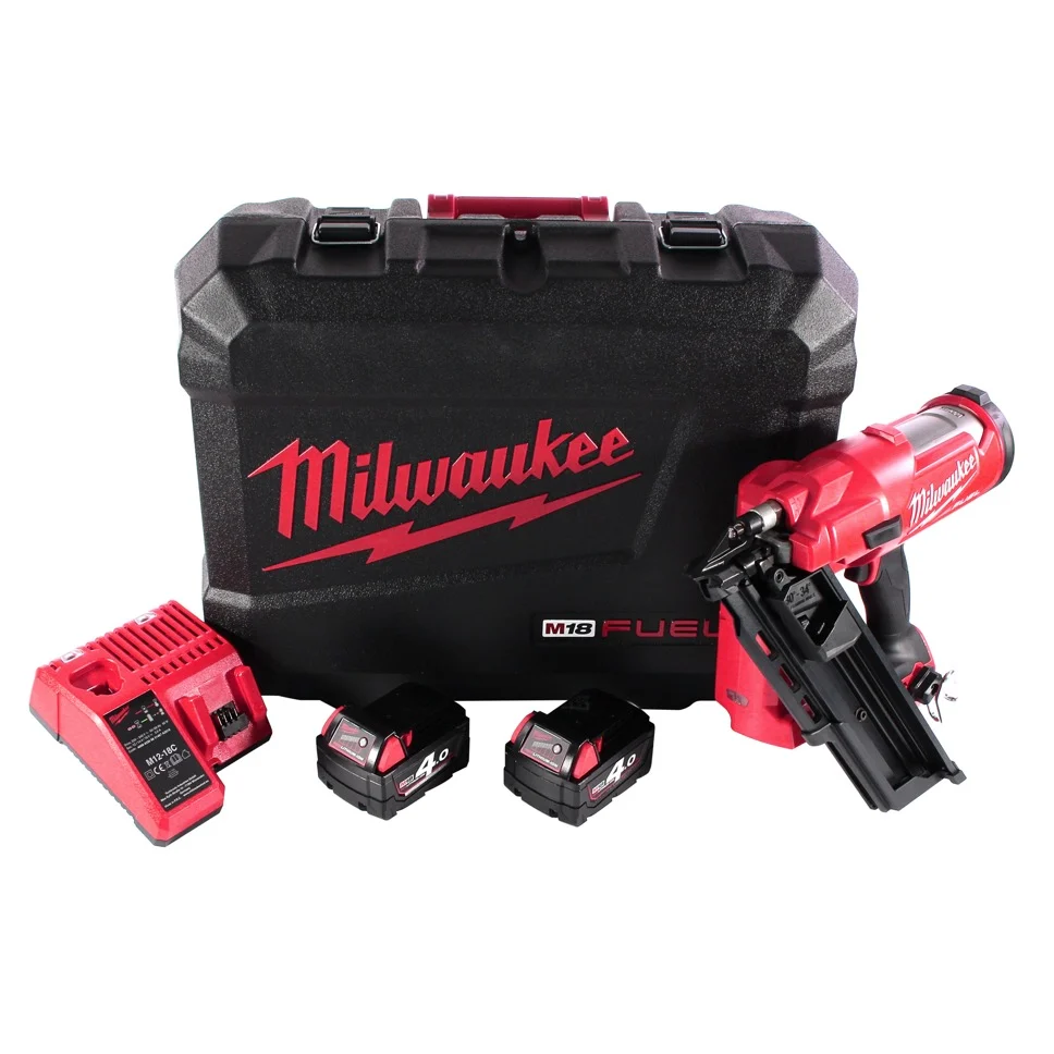 Clavadora baterí Milwaukee M18 FFN-402C 18 V 50 - 90 mm sin escobillas + 2x baterías 4.0 Ah + cargador + maletín