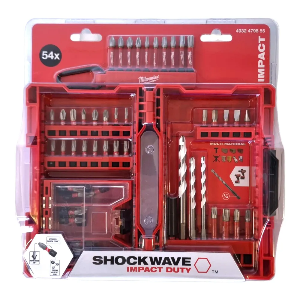 Juego de brocas y brocas Milwaukee Shockwave 54 piezas (4932479855) Phillips / Pozidriv / Torx / Hex / Slotted