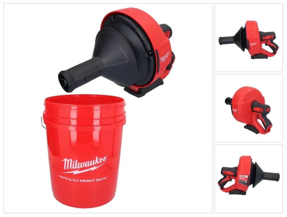 Limpiador de tuberías baterí Milwaukee M12 BDC6-0C 12 V (4933451634) + espiral + cubo - sin baterí, sin cargador