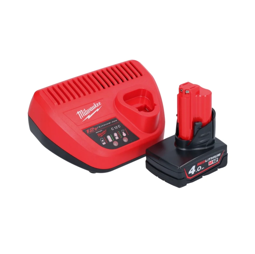 Limpiador de tuberías baterí Milwaukee M12 BDC6-401C 12 V + 1x baterí 4,0 Ah + cargador + espiral + cubo