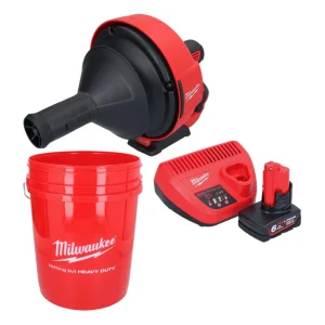 Limpiador de tuberías baterí Milwaukee M12 BDC6-601C 12 V + 1x baterí 6,0 Ah + cargador + espiral + cubo