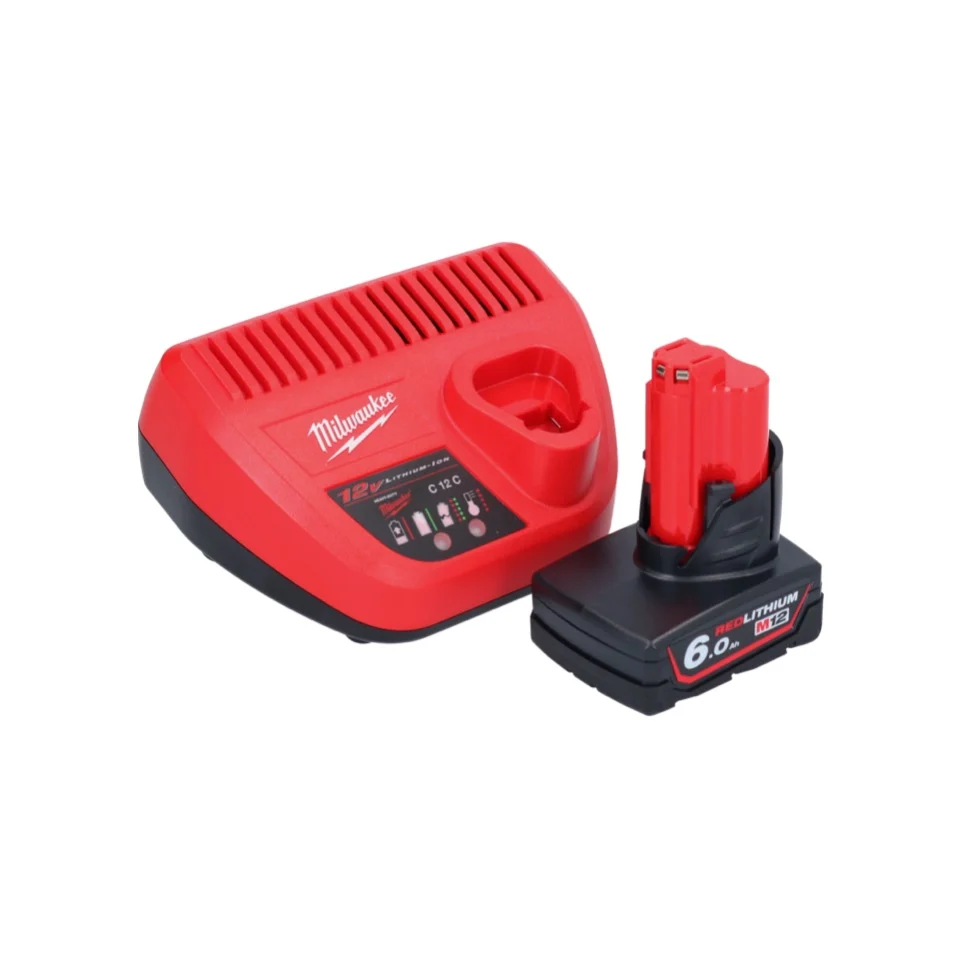Limpiador de tuberías baterí Milwaukee M12 BDC6-601C 12 V + 1x baterí 6,0 Ah + cargador + espiral + cubo
