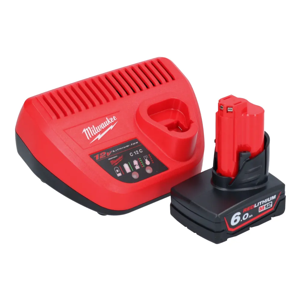 Llave de impacto baterí Milwaukee M12 FQID-601 12 V 50 Nm 1/4" sin escobillas + 1x baterí 6,0 Ah + cargador