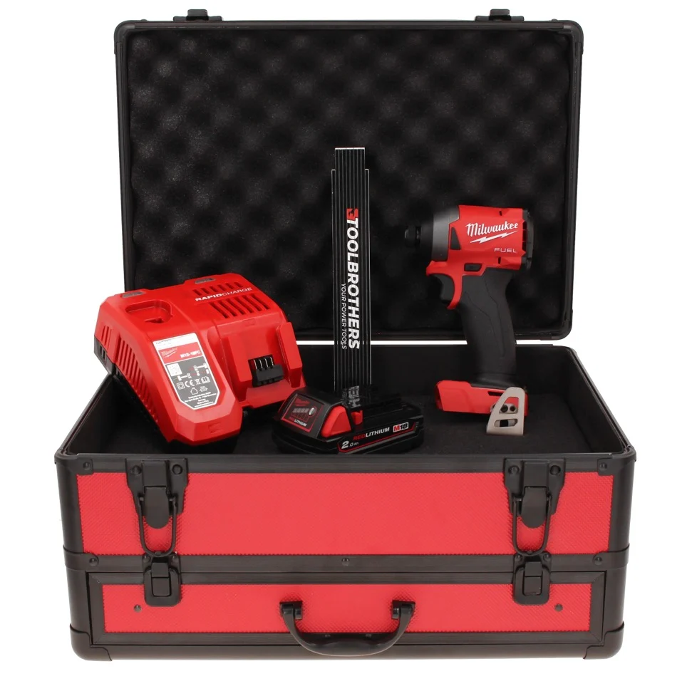 Llave de impacto inalámbrica Milwaukee M18 FID2-201FC TX 18 V 1/4" 226 Nm + 1x baterí 2.0 Ah + cargador + metro plegable +...