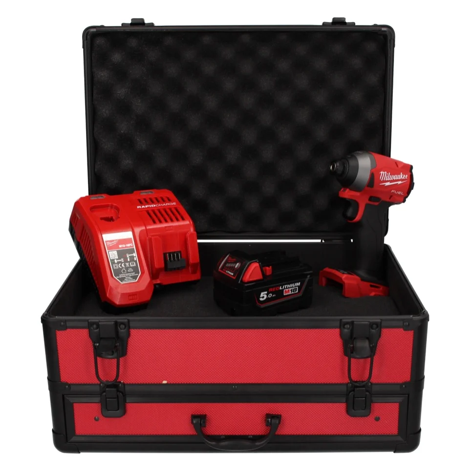 Llave de impacto inalámbrica Milwaukee M18 FID2-501FC TX 18V ¼″ 226Nm + 1x baterí 5.0 Ah + cargador + maletín TX