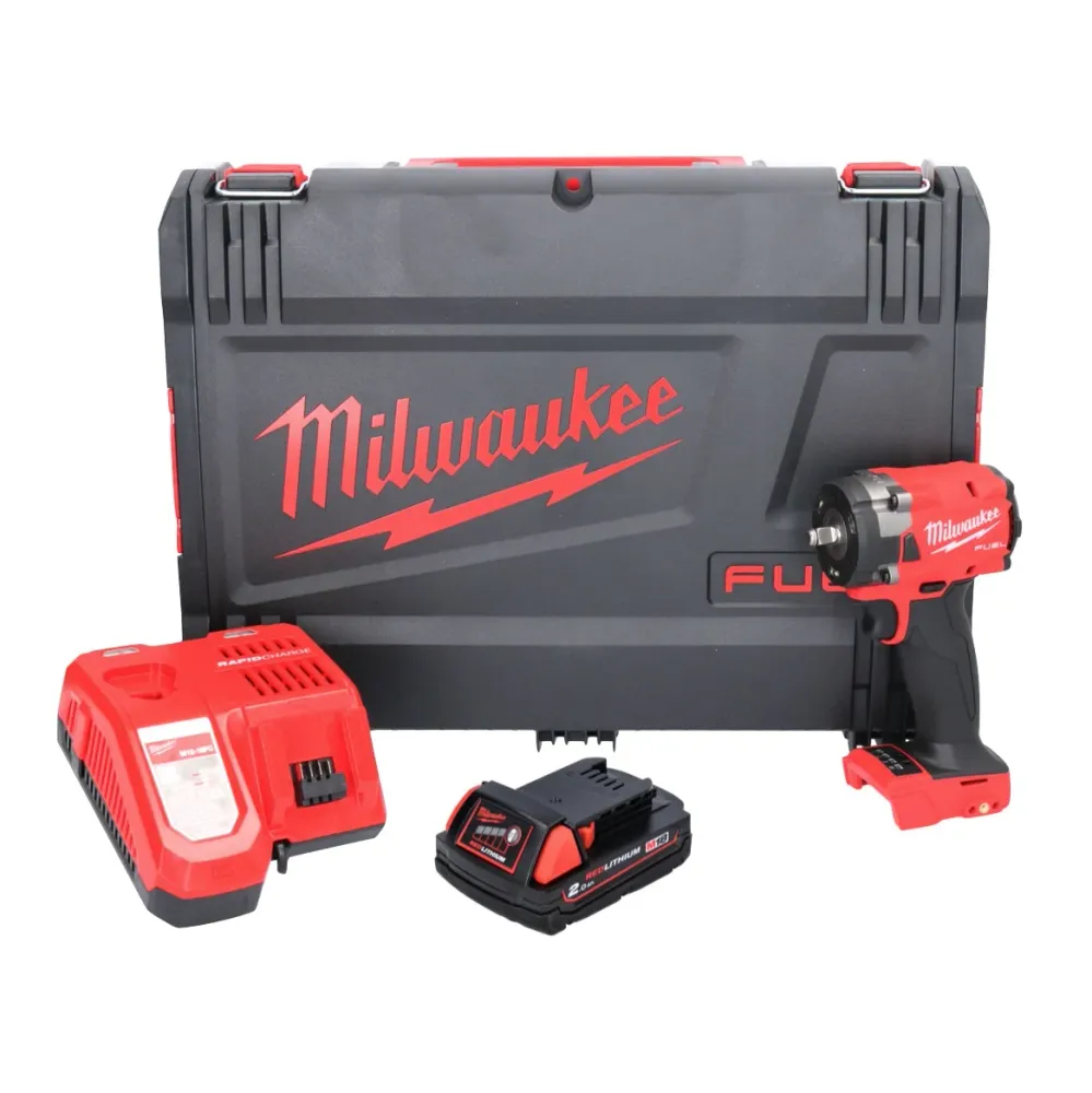 Llave de impacto inalámbrica Milwaukee M18 FIW2F38-201X 18 V 339 Nm 3/8" sin escobillas + 1x baterí 2,0 Ah + cargador + ca...
