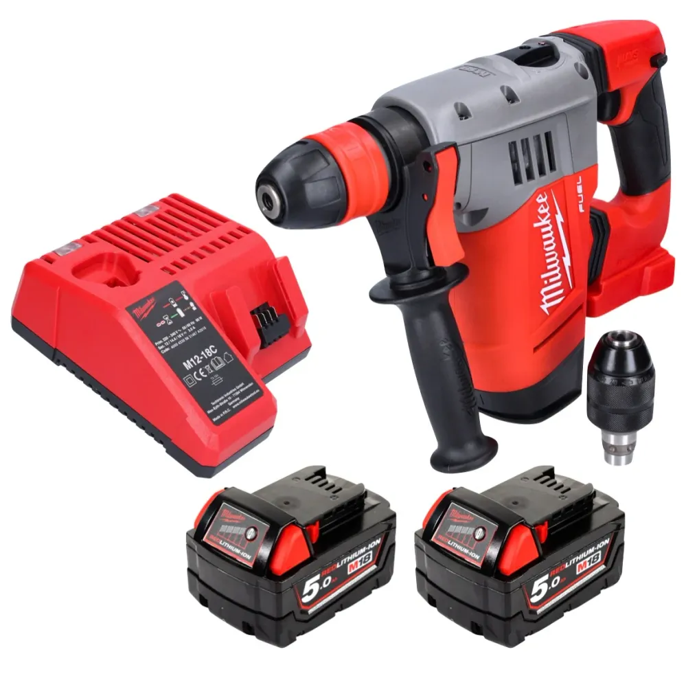 Martillo combinado baterí Milwaukee M18 CHPX-502 18 V 4.0 J SDS Plus Brushless + 2x baterías 5.0 Ah + cargador