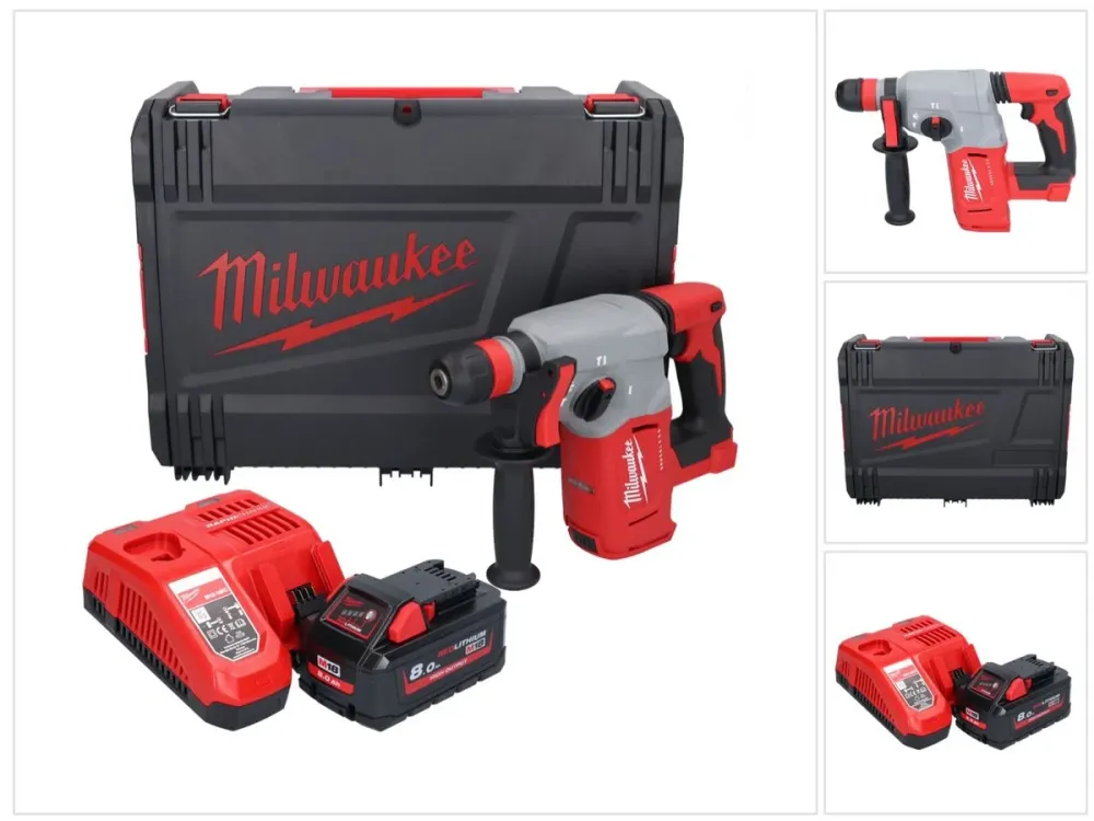 Martillo combinado sin cable Milwaukee M18 BLHX-801X 18 V 2.3 J Brushless + 1x baterí 8.0 Ah + cargador + caja HD