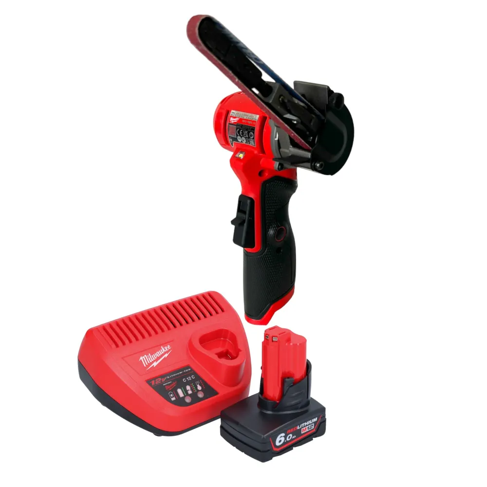 Milwaukee M12 FBFL10-601 lima de banda de baterí 12 V 10 x 330 mm + 1x baterí 6,0 Ah + cargador