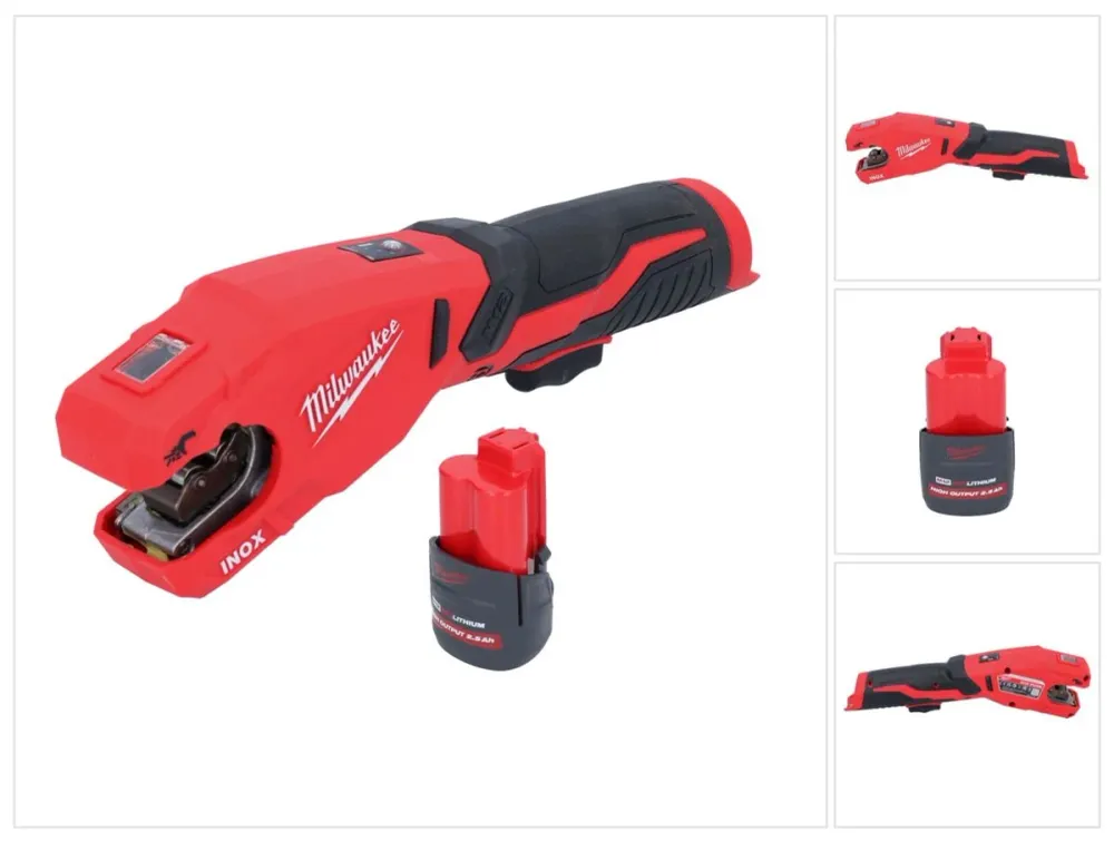 Milwaukee M12 PCSS-251 Cortatubos inox sin cable 12 V 12 - 28 mm + baterí 2,5 Ah - sin cargador