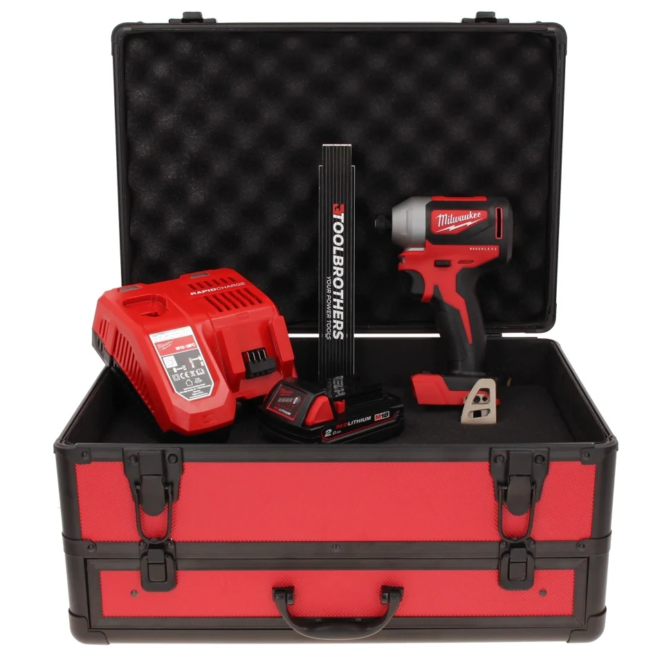 Milwaukee M18 BLID2-201FC TX Llave de impacto inalámbrica 18 V 180 Nm 1/4" sin escobillas + 1x baterí 2.0 Ah + cargador +...