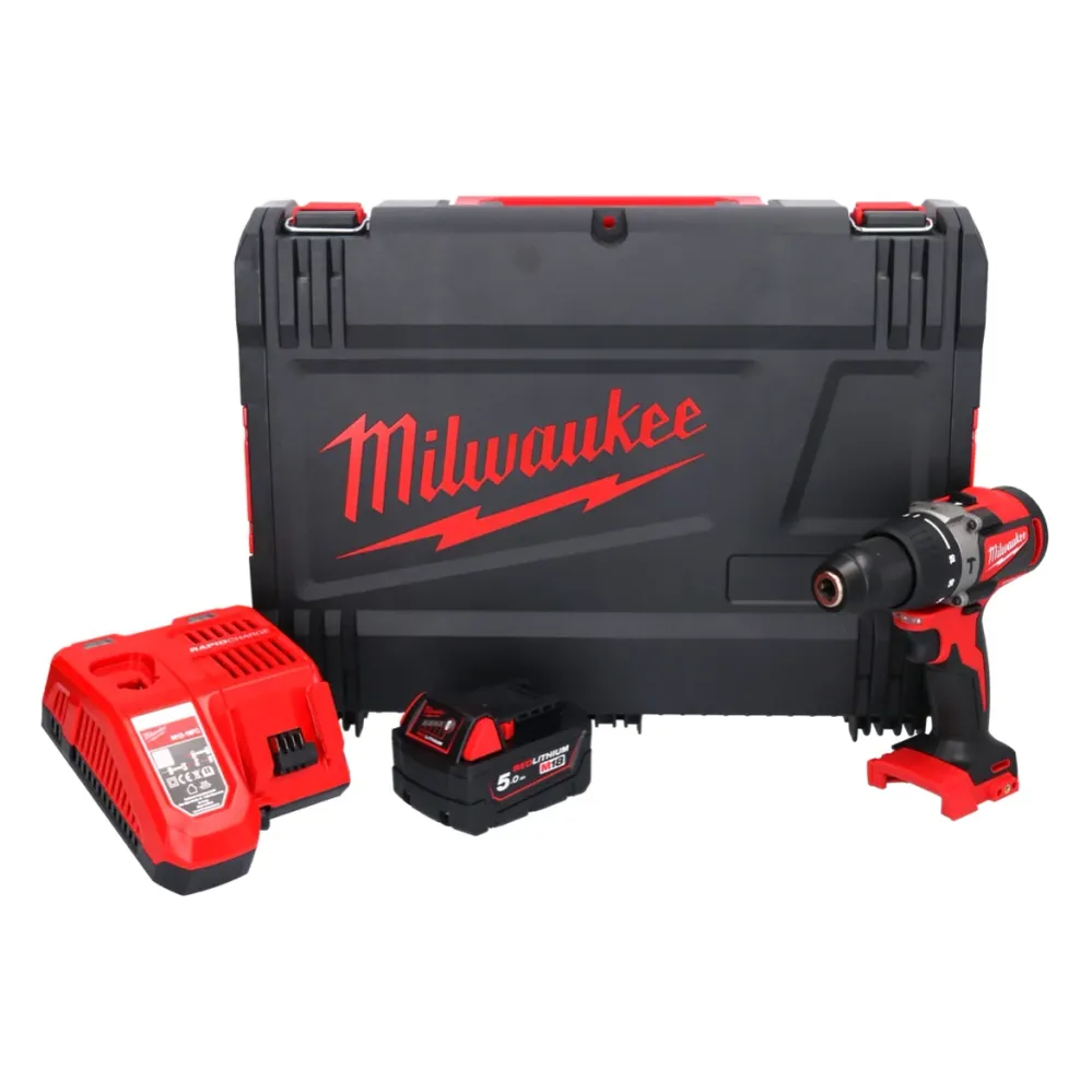 Milwaukee M18 BLPD2-501X Taladro Percutor Baterí 18 V 82 Nm Brushless + 1x Baterí 5.0 Ah + Cargador + Caja HD