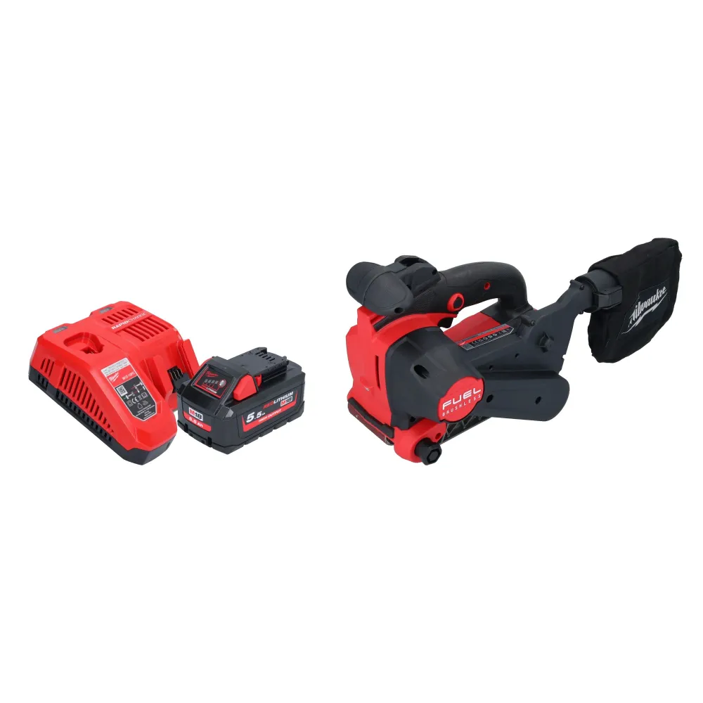 Milwaukee M18 FBTS75-551 Lijadora de banda sin cable 18 V 75 x 457 mm Sin escobillas + 1x baterí 5,5 Ah + cargador