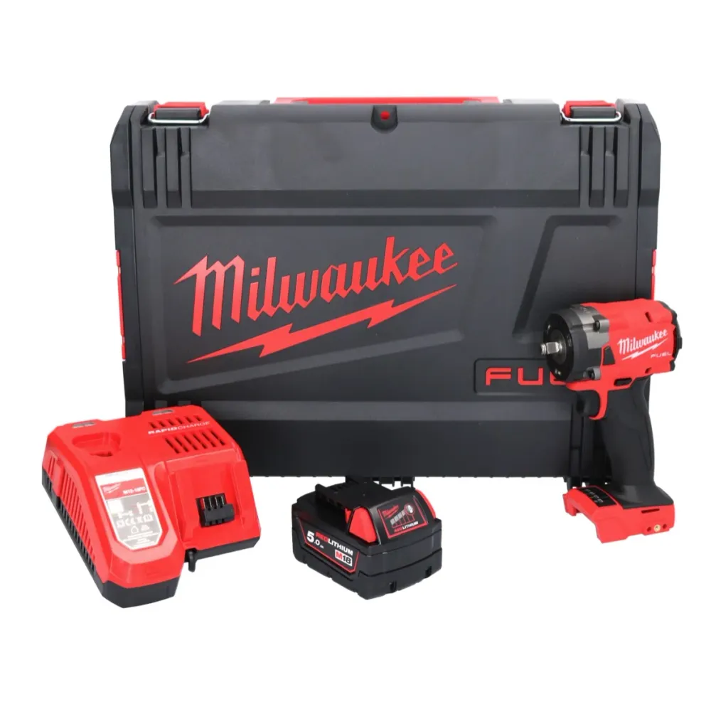 Milwaukee M18 FIW2F38-501X Llave de impacto sin cable 18 V 339 Nm 3/8 " Sin escobillas + 1x baterí recargable 5.0 Ah + car...