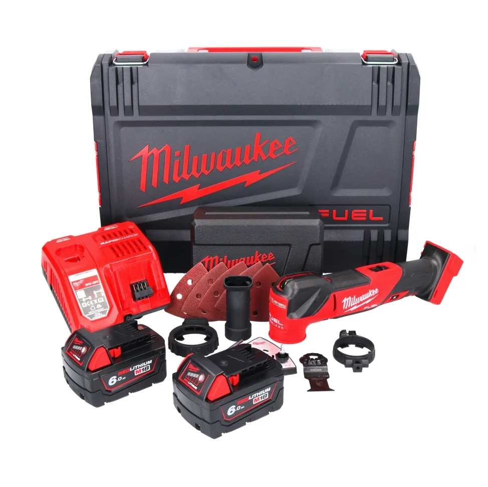 Milwaukee M18 FMT-602X FUEL multiherramienta baterí 18 V sin escobillas + 2x baterías 6.0 Ah + cargador + set de accesorio...