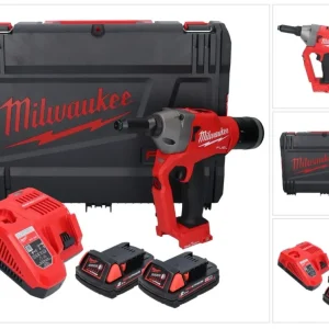 Milwaukee M18 ONEFPRT-202X remachadora ciega baterí 18 V 20 kN sin escobillas (4933478602) + 2x baterí 2.0 Ah + cargador +...