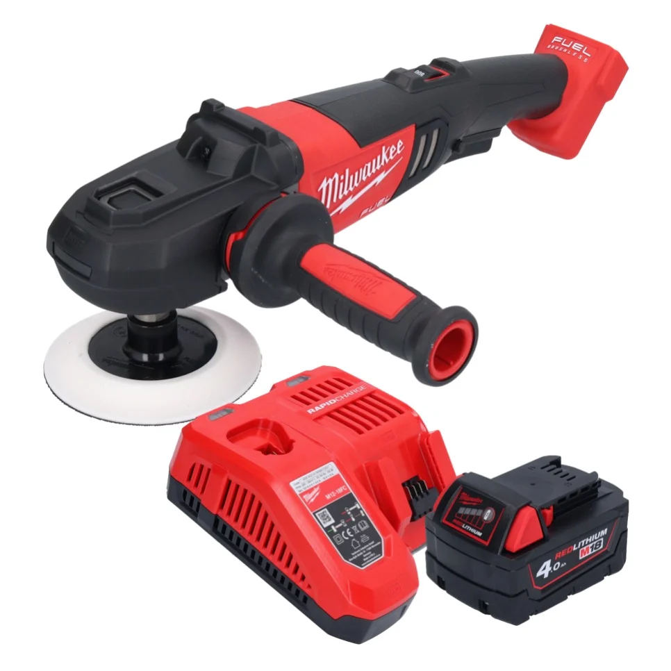 Pulidora baterí Milwaukee M18 FAP180-401 18 V 180 mm sin escobillas + 1x baterí 4,0 Ah + cargador