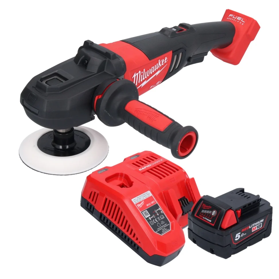 Pulidora baterí Milwaukee M18 FAP180-501 18 V 180 mm sin escobillas + 1x baterí 5,0 Ah + cargador