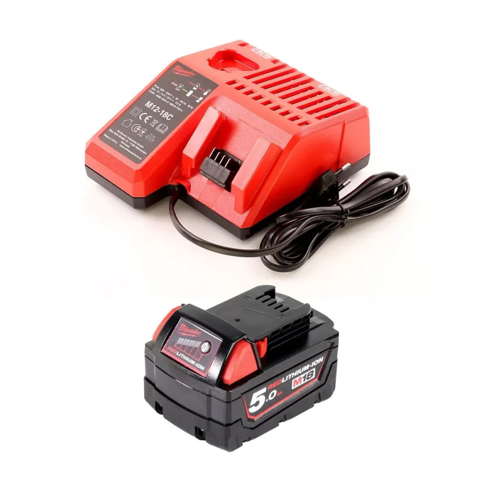 Sierra de calar Milwaukee M18 FJS-501M 18V sin escobillas + 1x baterí 5.0Ah + cargador + 5x hojas de sierra de calar + M-Box