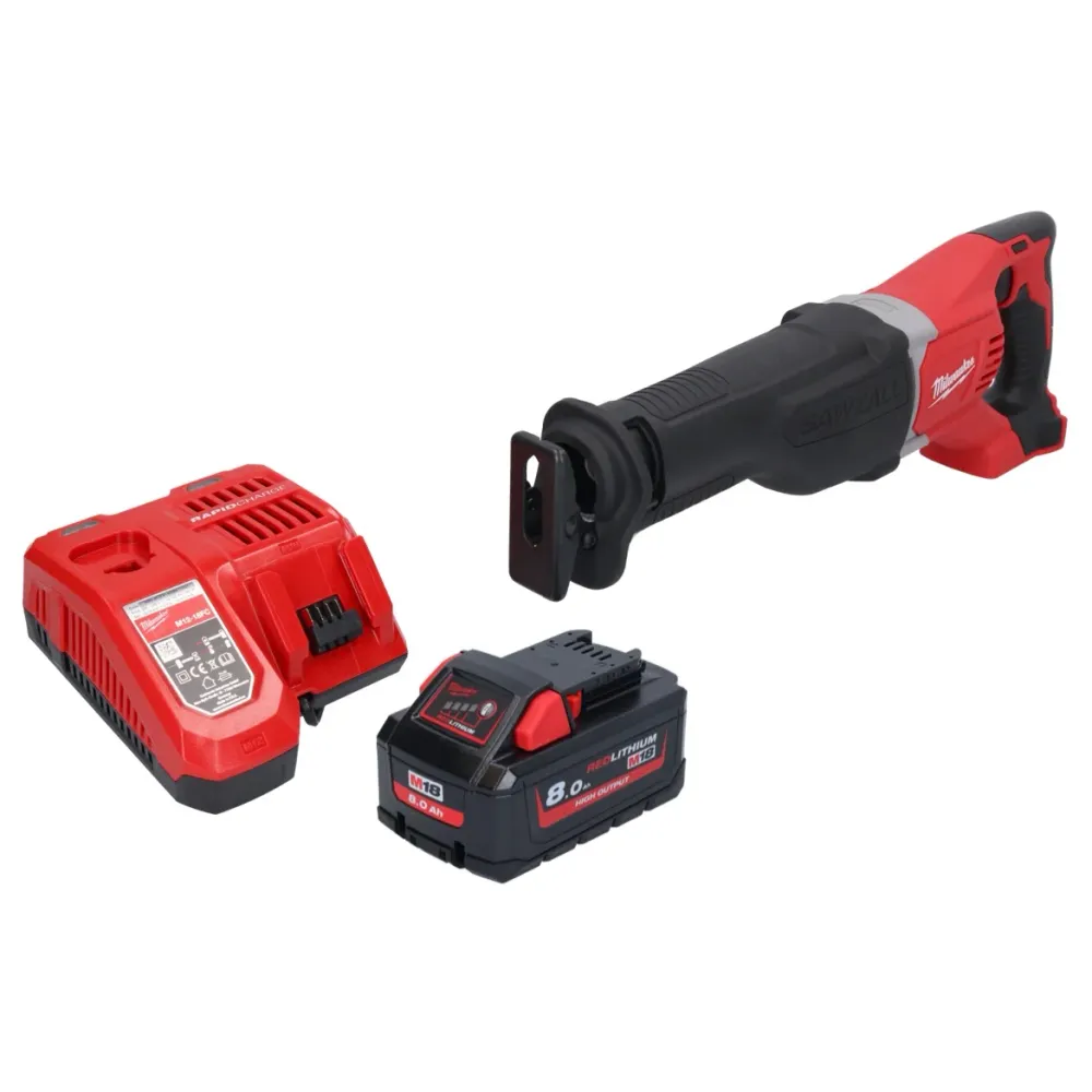 Sierra sable sin cable Milwaukee M18 BSX-801 18 V + 1x baterí 8,0 Ah + cargador