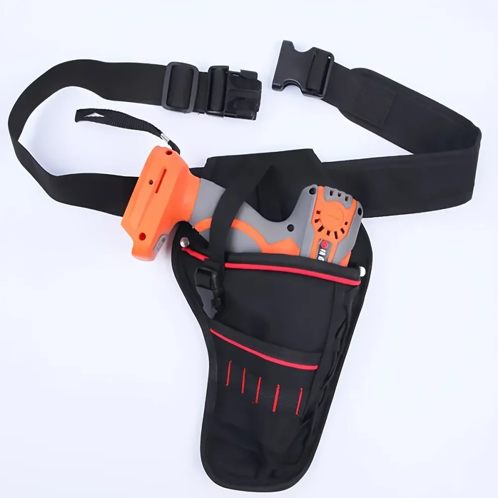 Funda para taladro con múltiples bucles para herramientas y diseño en ángulo para equilibrar uniformemente el peso en el c...