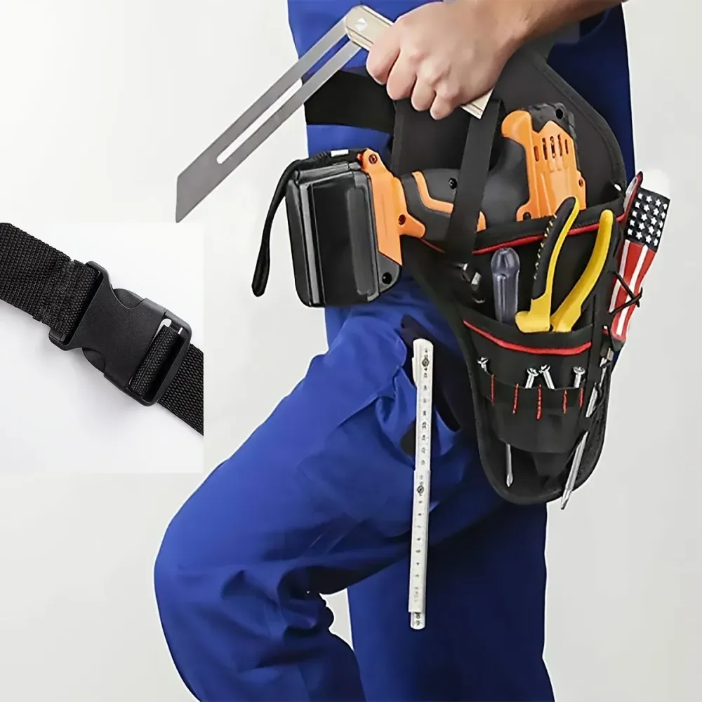 Funda para taladro con múltiples bucles para herramientas y diseño en ángulo para equilibrar uniformemente el peso en el c...