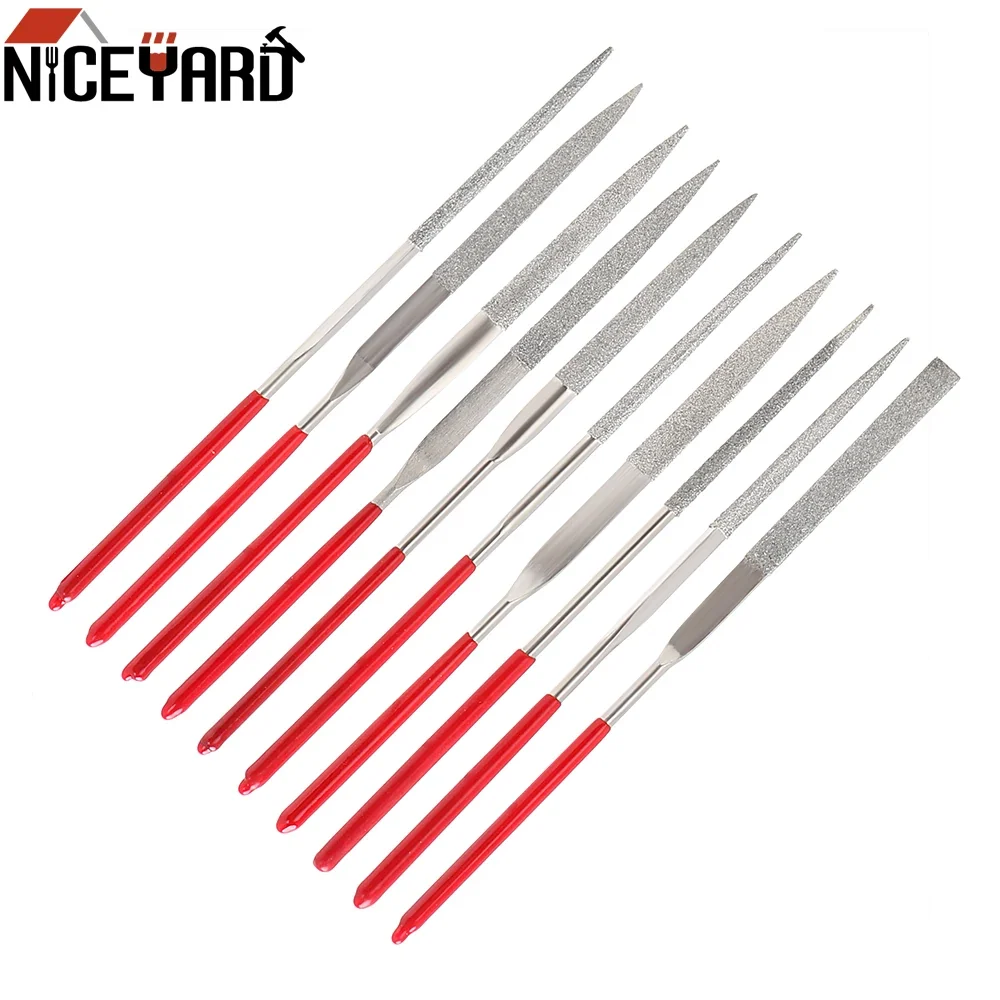 NICEYARD 140mm 10PCS Juego de mini limas de aguja de diamante Herramientas de mano para pasatiempos y manualidades de pied...