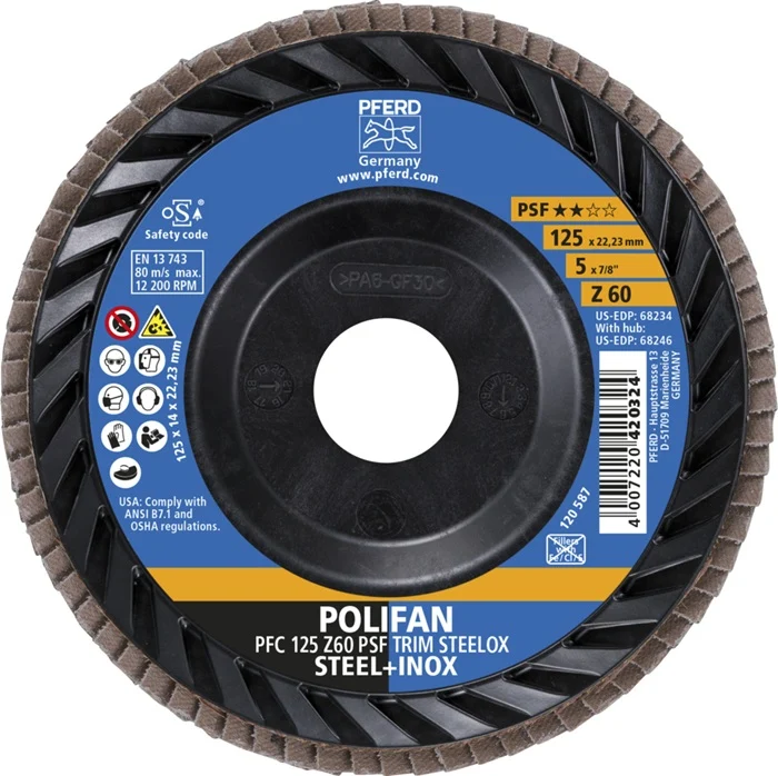 Disco de láminas PFERD TRIM STEELOX ( 8001720483 ) Ø 125 mm granulometrí 60 cónica