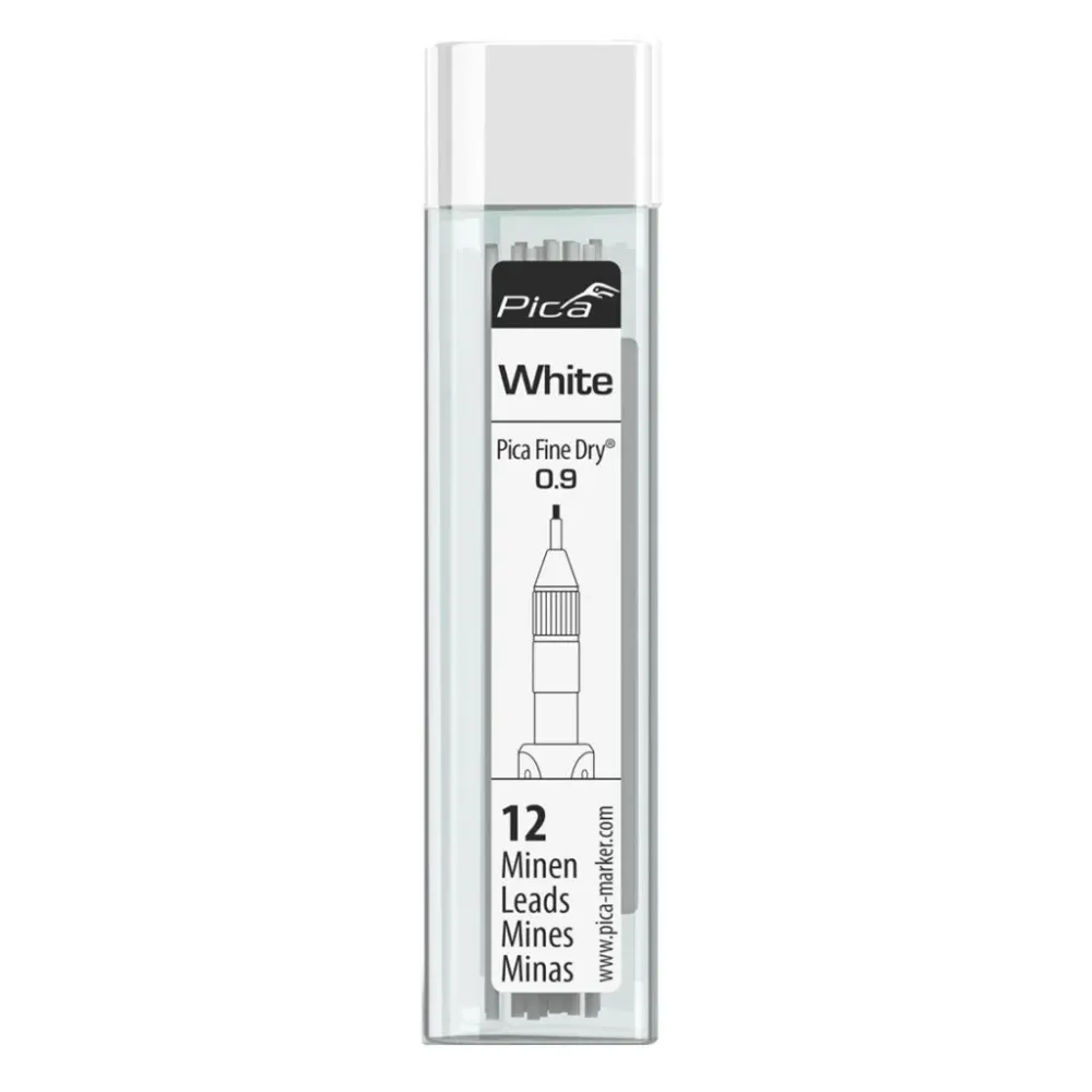 Pica - Estuche de 12 minas blancas para portaminas Fine Dry