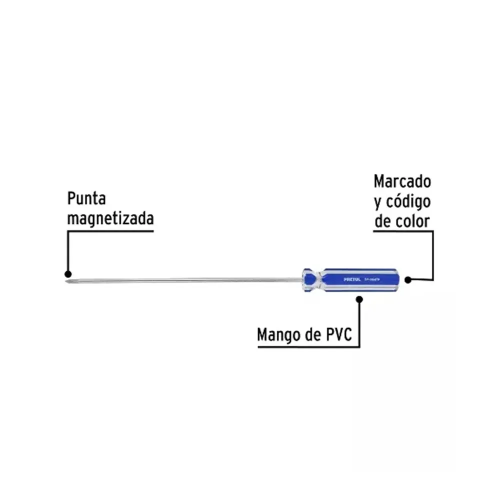 DESARMADOR DE CRUZ 1/8" X 6" MANGO DE PVC PRETUL DP-1/8X6TP