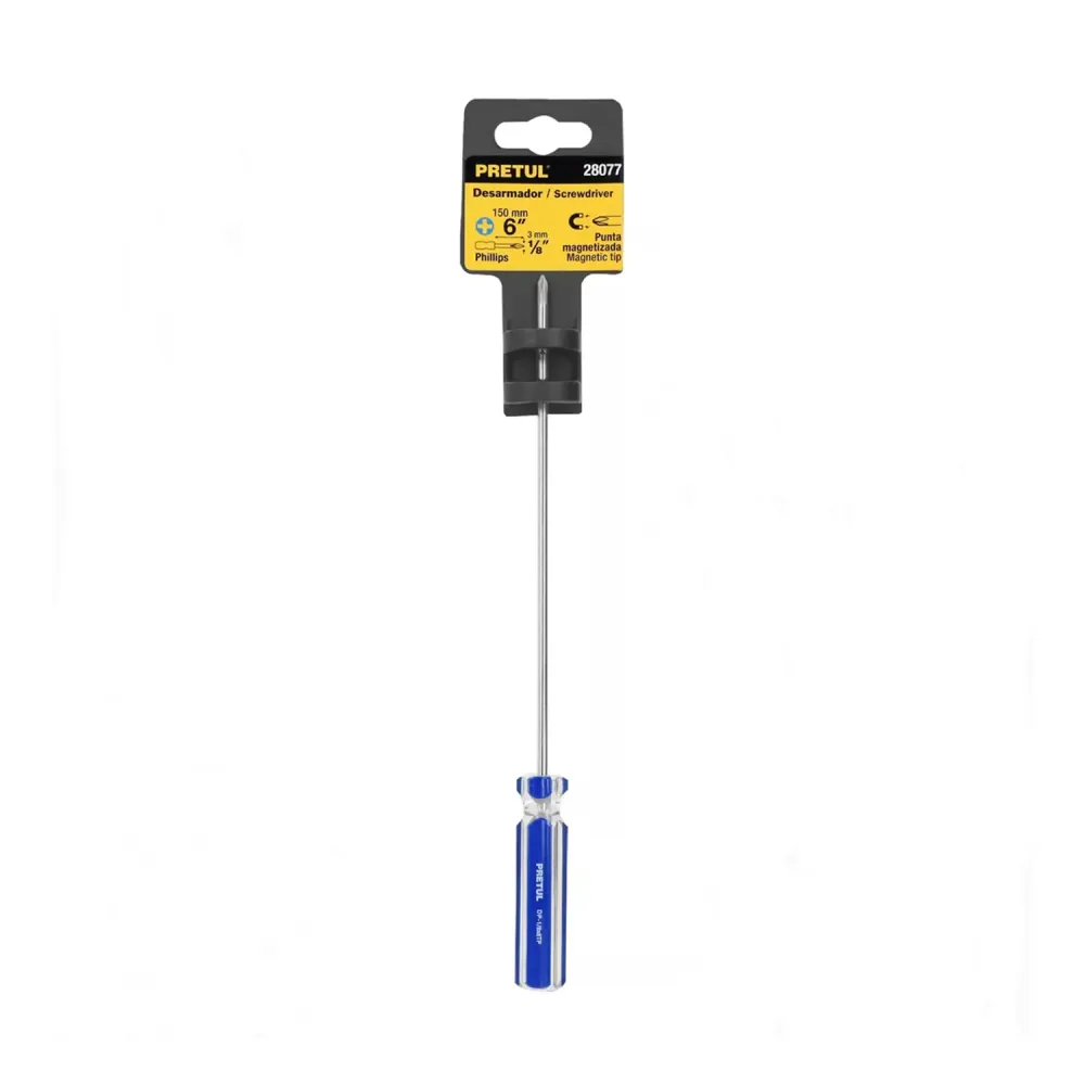 DESARMADOR DE CRUZ 1/8" X 6" MANGO DE PVC PRETUL DP-1/8X6TP