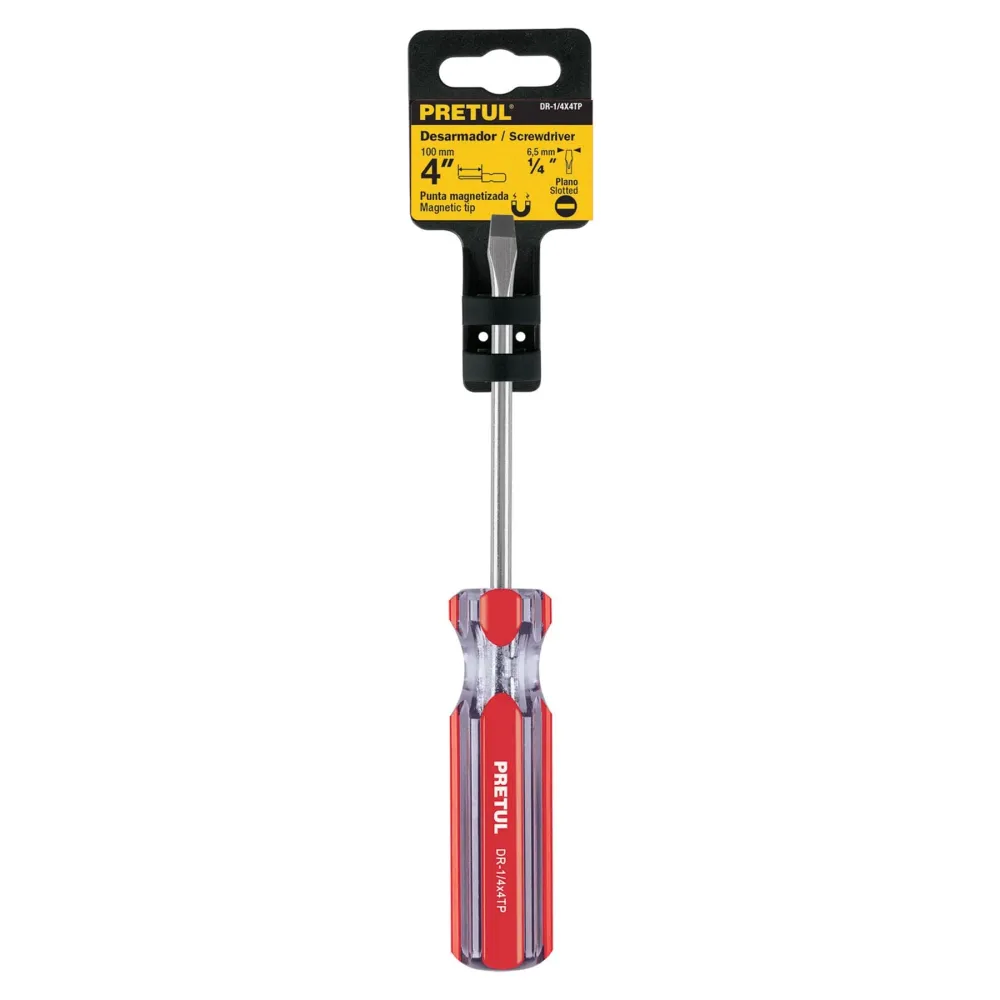 Desarmador plano 1/4"x4" Pretul