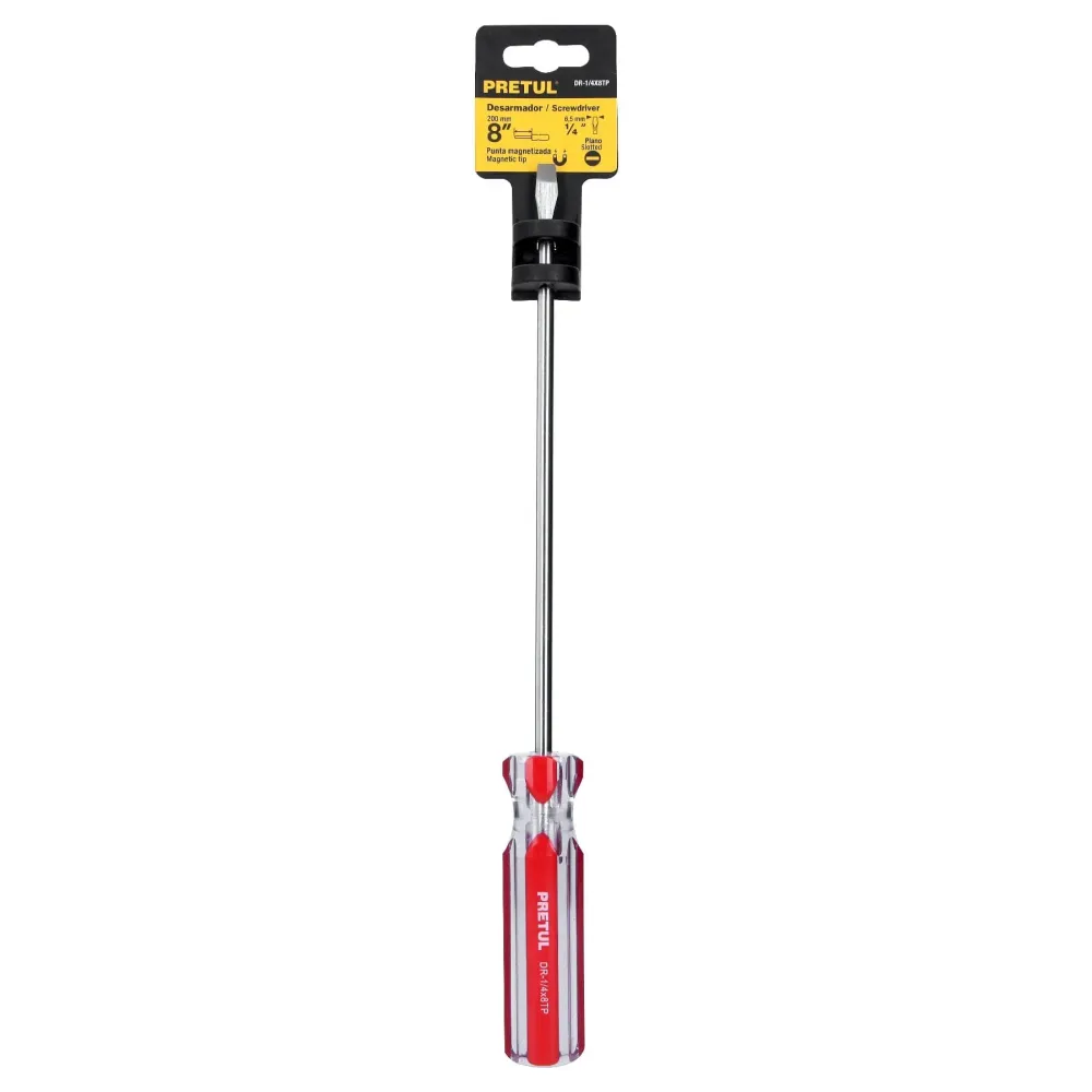 Desarmador plano 1/4"x8" Pretul