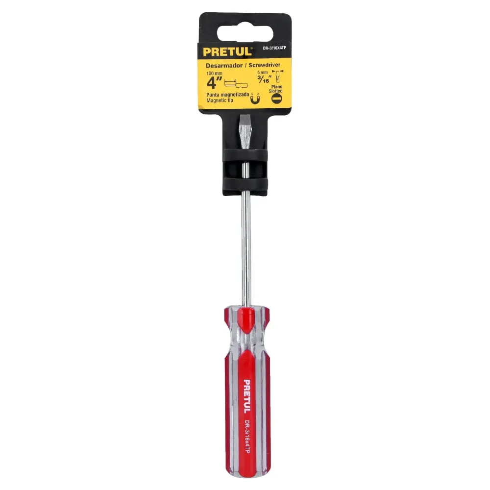 Desarmador plano 3/16"x4" Pretul