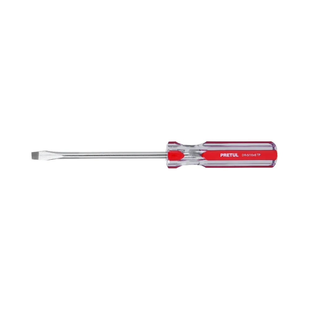 Desarmador plano de 5/16" de 6", mango de PVC PRETUL DR-5/16X6TP