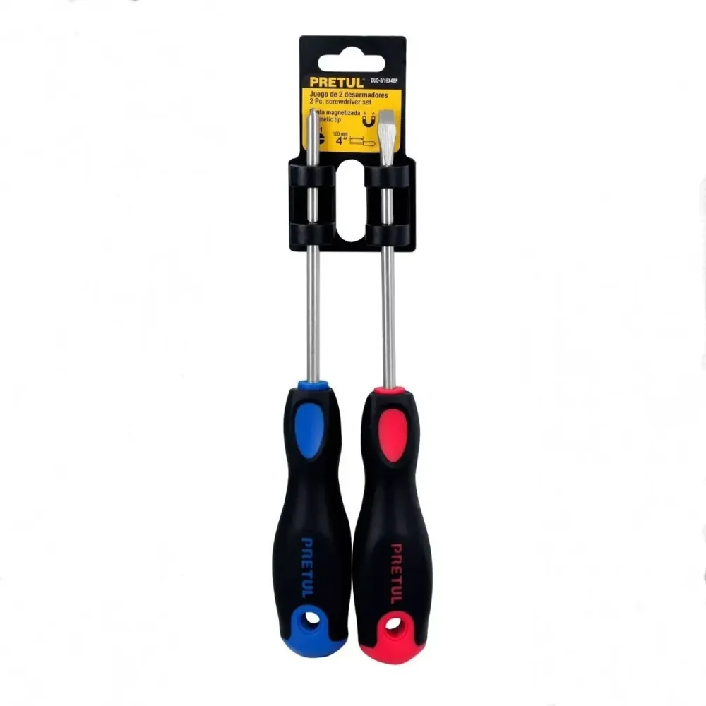 DUO DE DESARMADOR 3/16" X 4 MANGO COMFORT GRIP PRETUL DUO-3/16X4BP