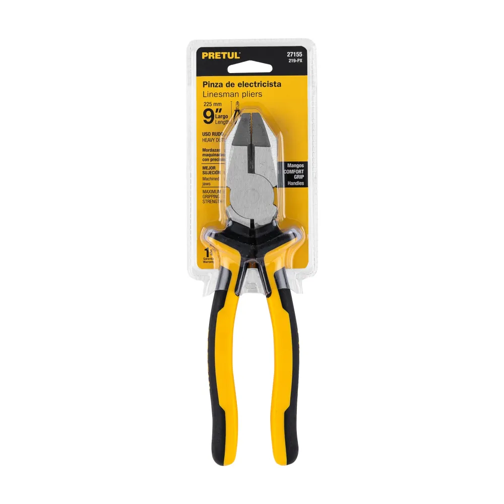 Pinza para electricista 9" uso rudo, Comfort Grip, Pretul
