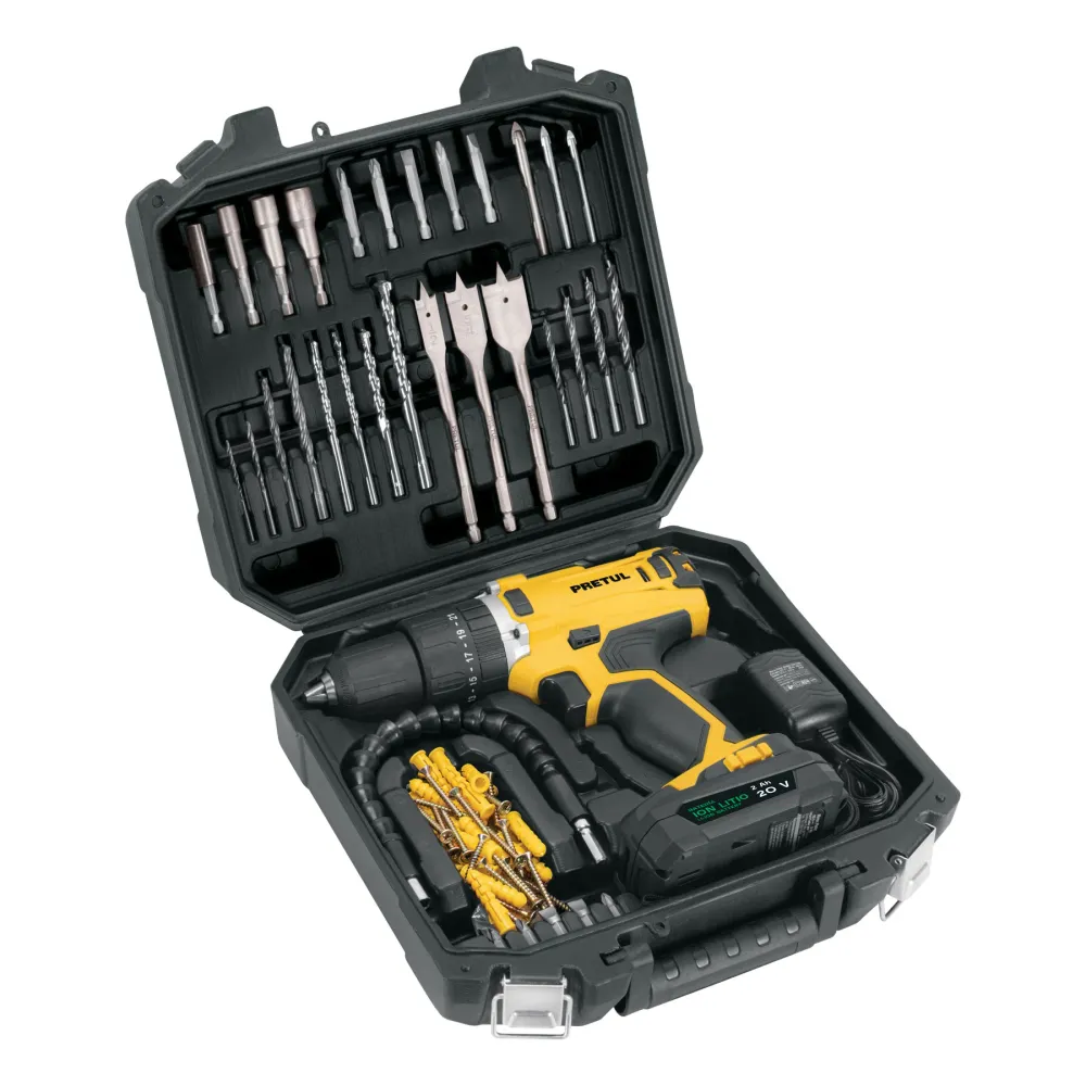 ROTI-20P2K Kit rotomartillo inalámbrico 1/2" 20V y 32 accesorios Pretul