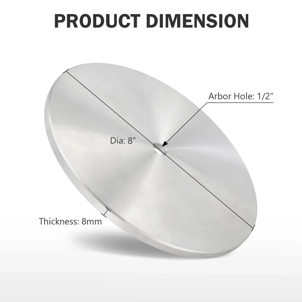 Disco de aluminio de 8" x 1/2", placa de pulido para ruedas abrasivas planas (1 unidad) Quierox - Tienda Online