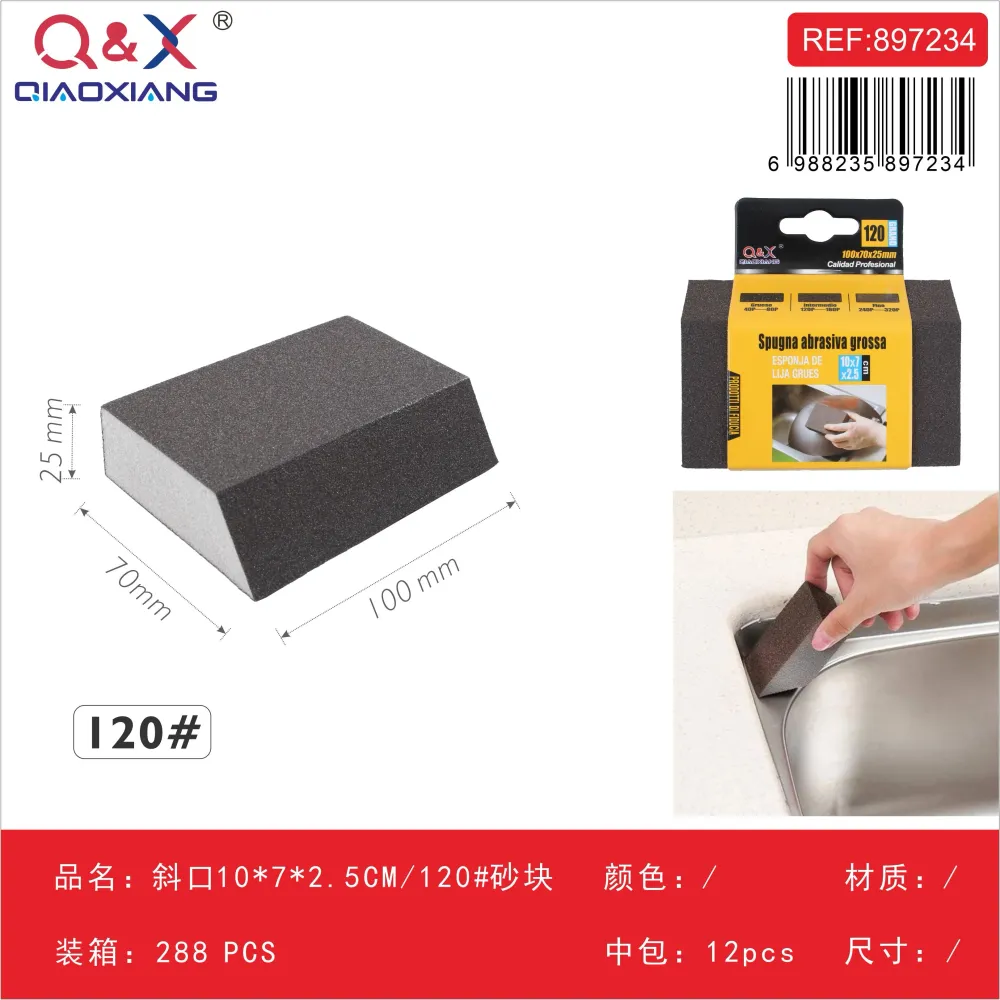 Bloque de lijado biselado 10×7×2,5 cm grano 120 Q&X
