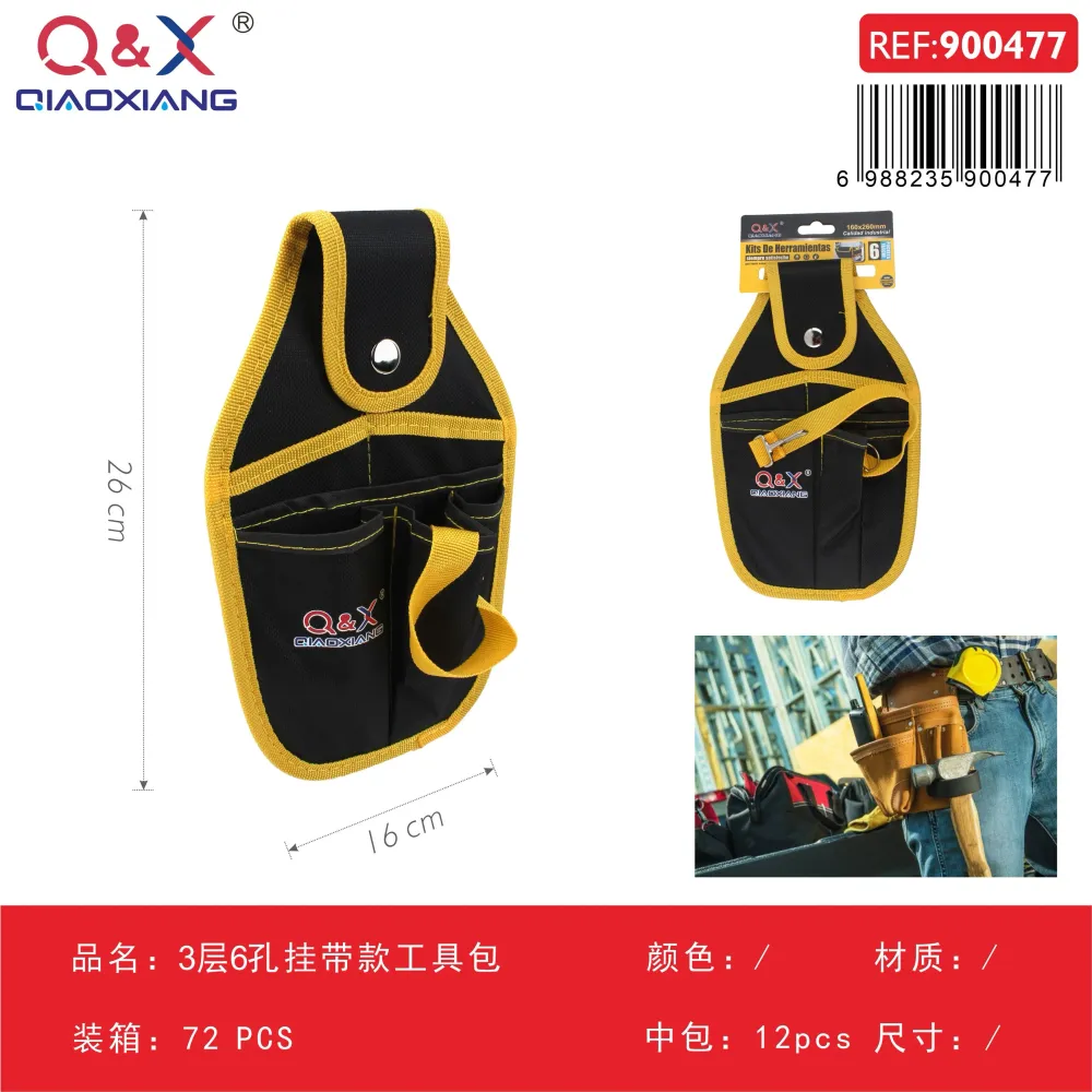 Bolso porta herramientas colgante de 3 capas y 6 orificios Q&X