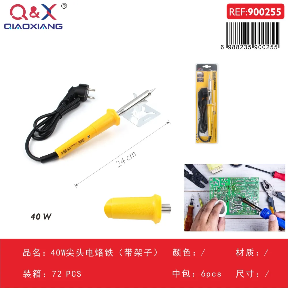 Cautín eléctrico punta fina 40 W con soporte Q&X