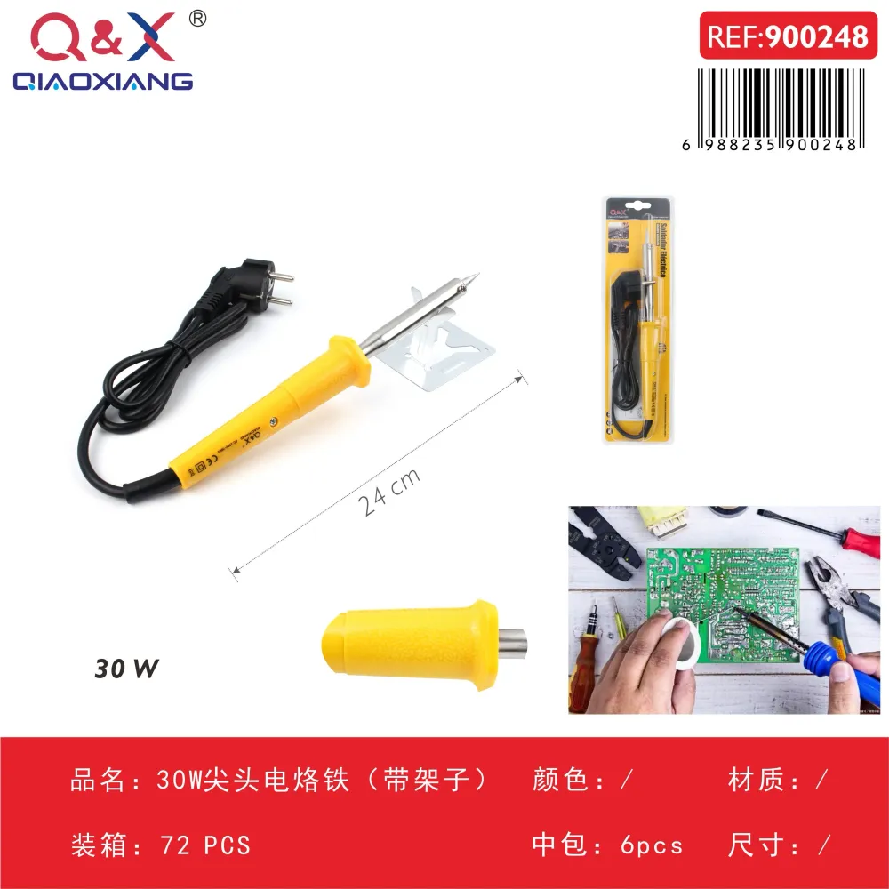 Cautín eléctrico punta fina 30 W con soporte Q&X