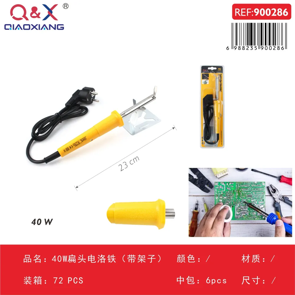 Cautín eléctrico punta plana 40 W con soporte Q&X