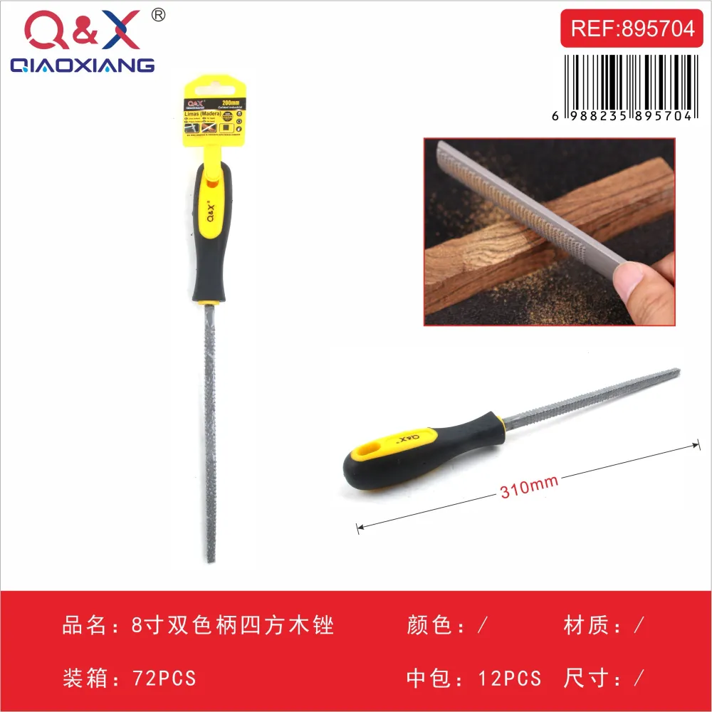Lima para madera cuadrada mango bicolor 8Pulgada Q&X