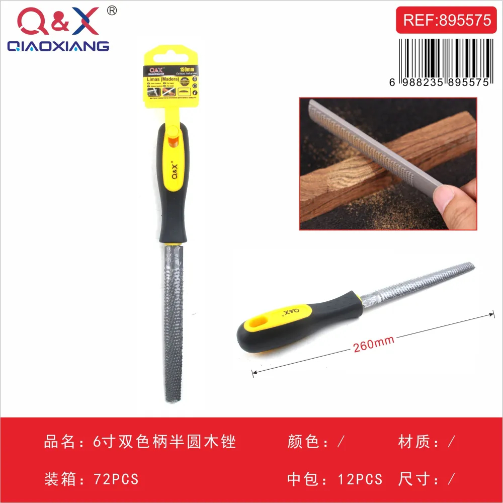 Lima para madera media cañ mango bicolor 6Pulgada Q&X