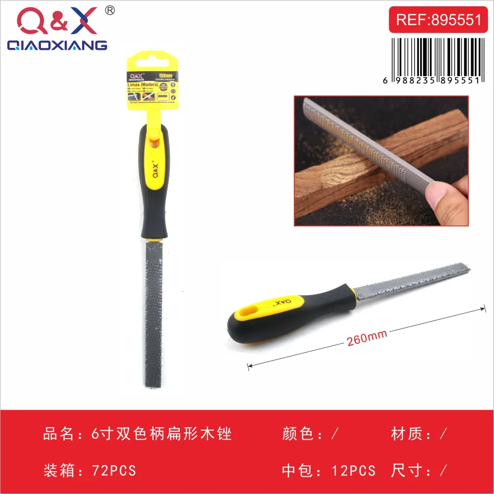 Lima para madera plana mango bicolor 6Pulgada Q&X